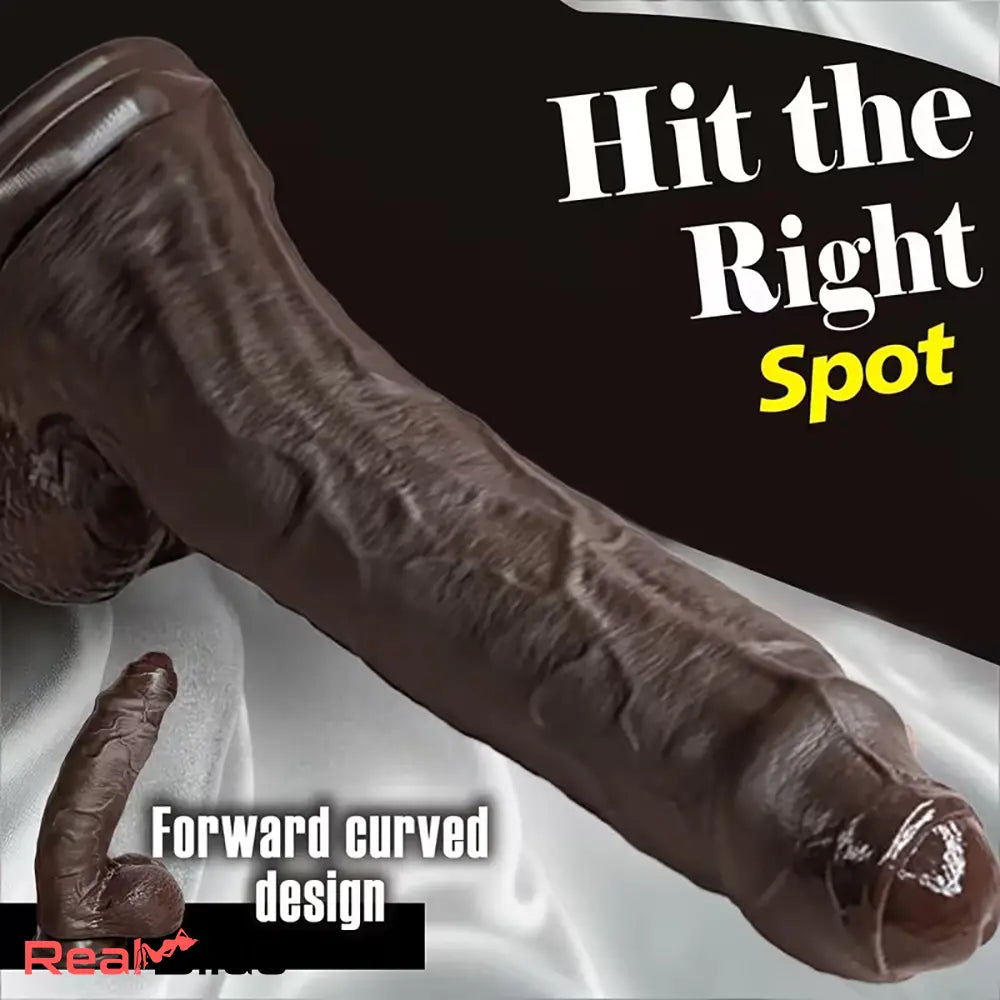 9.7in Uncut Curved Silicone Soft Dildo For Deep Throat Exercise Love Toy