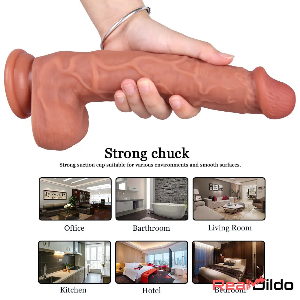 10.04in Skin Feeling Real Soft Dildo Female Sex Toy With Blue Veins Real Dildo