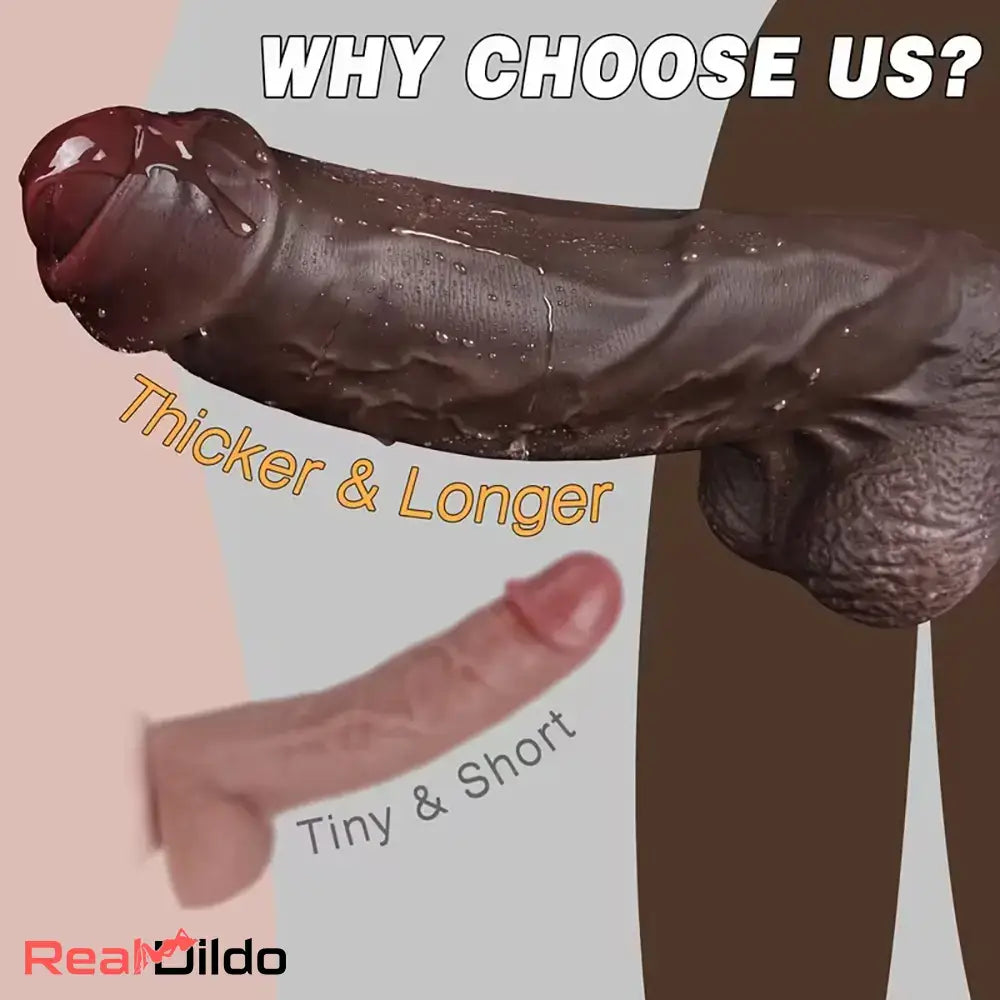 9.65in Double Layer Silicone Soft Uncut Big Dildo Penis Toy For Adults