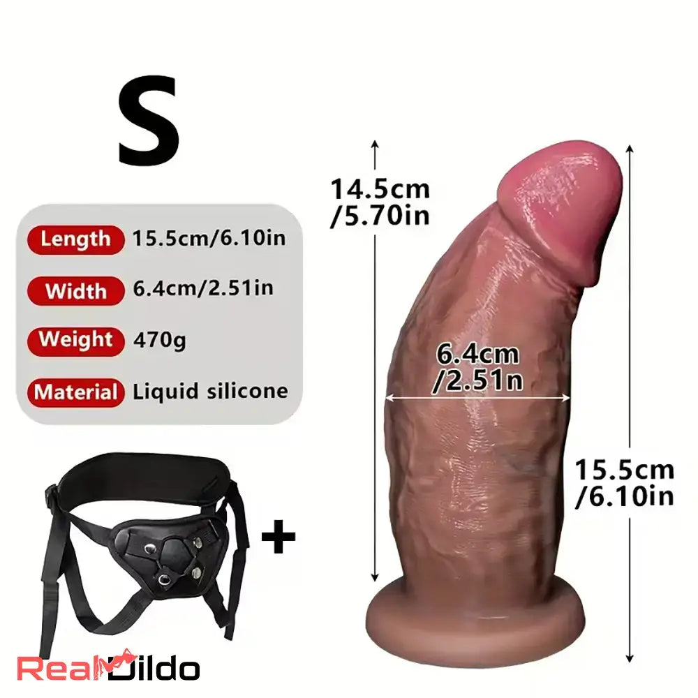6.1in 7.08in 8.26in 9.05in 9.84in Strap on Big Thick Curved Real Dildo