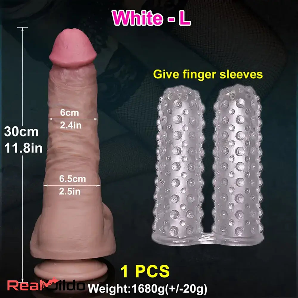 11.8in Huge Soft Lifelike Real Skin Thick Self-Comforting Double Layer Dildo
