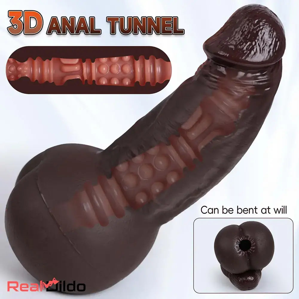 8.6in 3D Anal Tunnel Pocket Pussy Dildo With Anus Smooth G-spot Stimulator