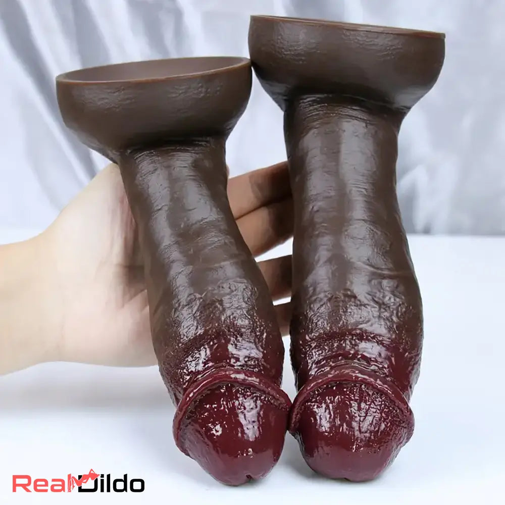 8.26in 8.46in 9.05in Realistic Skin-Feel Big Ebony Prostate Silicone Dildo