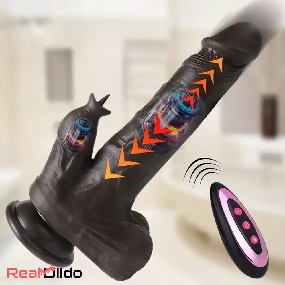 8.85in Licking Vibrating Thrusting Liquid Silicone Big Automatic Dildo