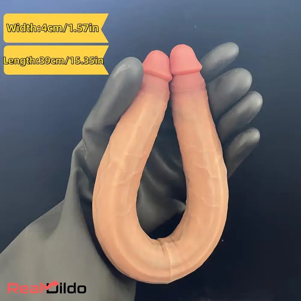 15.35in 19.68in Double Ended Long Dildo Liquid Silicone Realistic Penis Toy