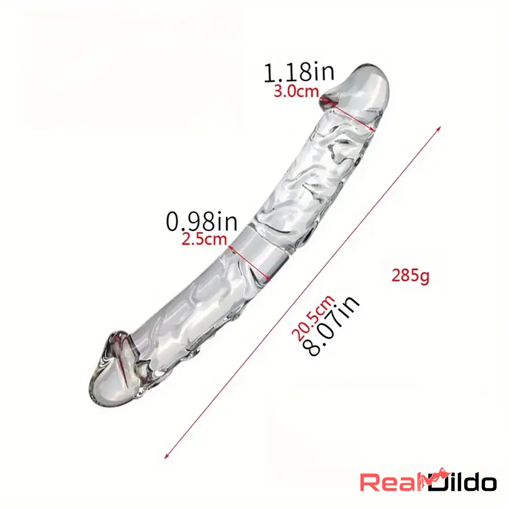 6.49in 8.26in Glass Dual Heads Dildo For Anal Vaginal Pleasure Sex Toy Real Dildo