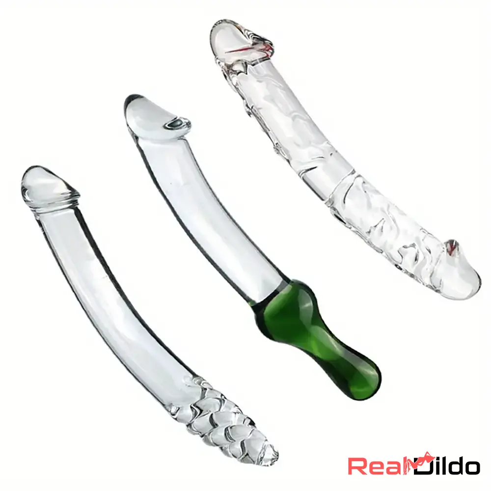 6.49in 8.26in Glass Dual Heads Dildo For Anal Vaginal Pleasure Sex Toy Real Dildo