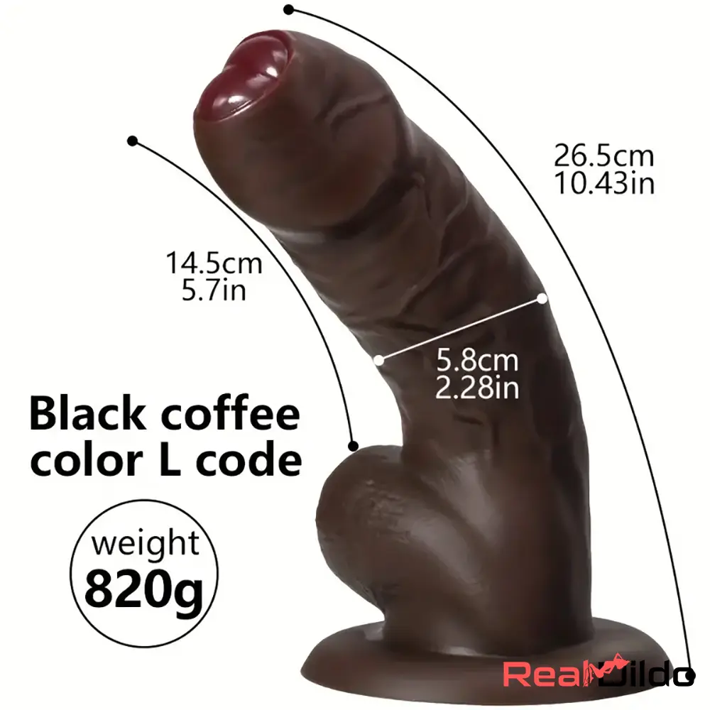 6.29in 8.26in 10.43in Ebony Silicone Soft Real Coffee Dildo For Safety Real Dildo