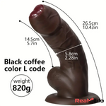 6.29in 8.26in 10.43in Ebony Silicone Soft Real Coffee Dildo For Safety Real Dildo