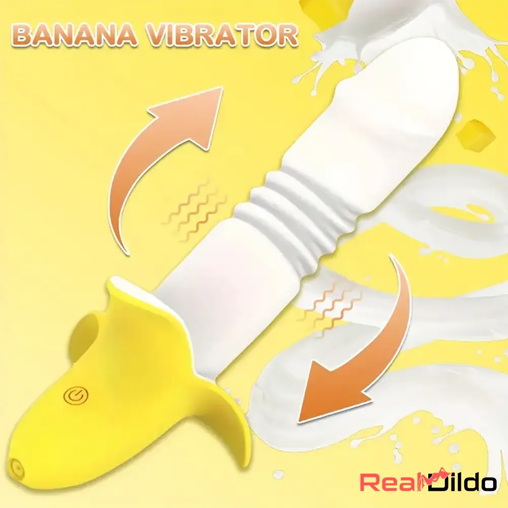 7.59in Banana Thrusting Vibrating Silicone Soft Dildo Vagina Massager - Real Dildo