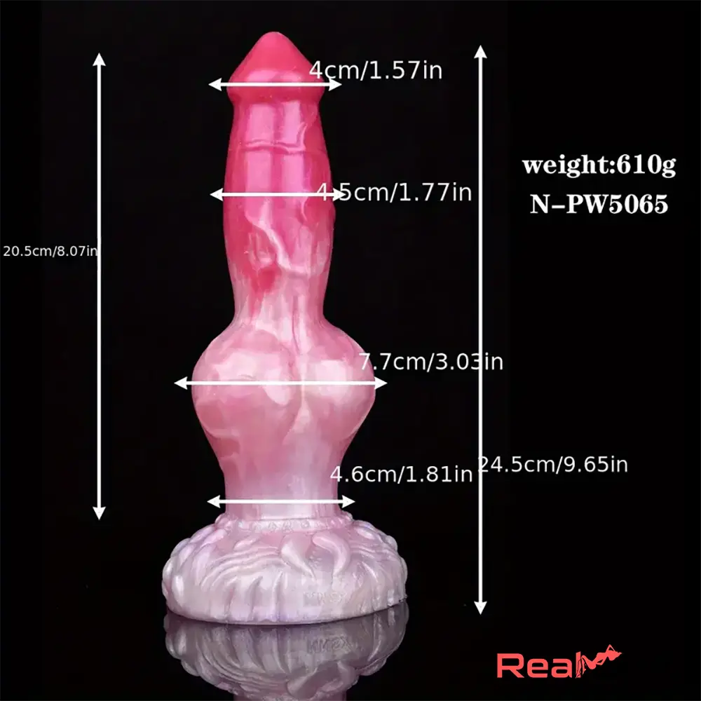 9.65in Unisex Big Dog Knot Silicone Soft Dildo For Prostate Anal Massage Real Dildo