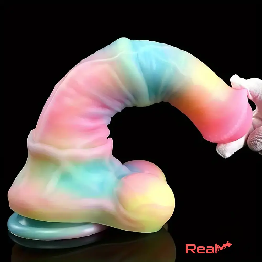 9.65in 11.02in 12.6in Rainbow Luminous Big Anal Horse Silicone Dildo Real Dildo