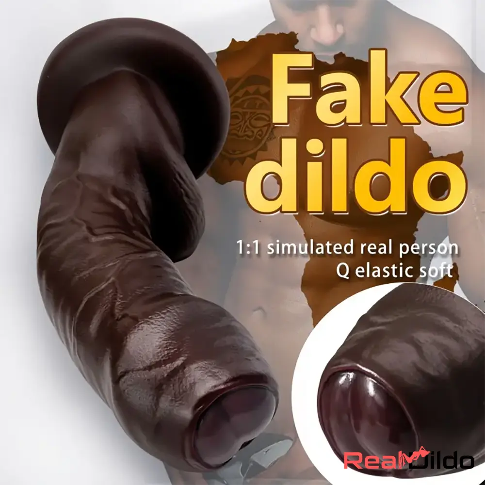 6.29in 8.26in 10.43in Ebony Silicone Soft Real Coffee Dildo For Safety Real Dildo
