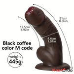 6.29in 8.26in 10.43in Ebony Silicone Soft Real Coffee Dildo For Safety Real Dildo