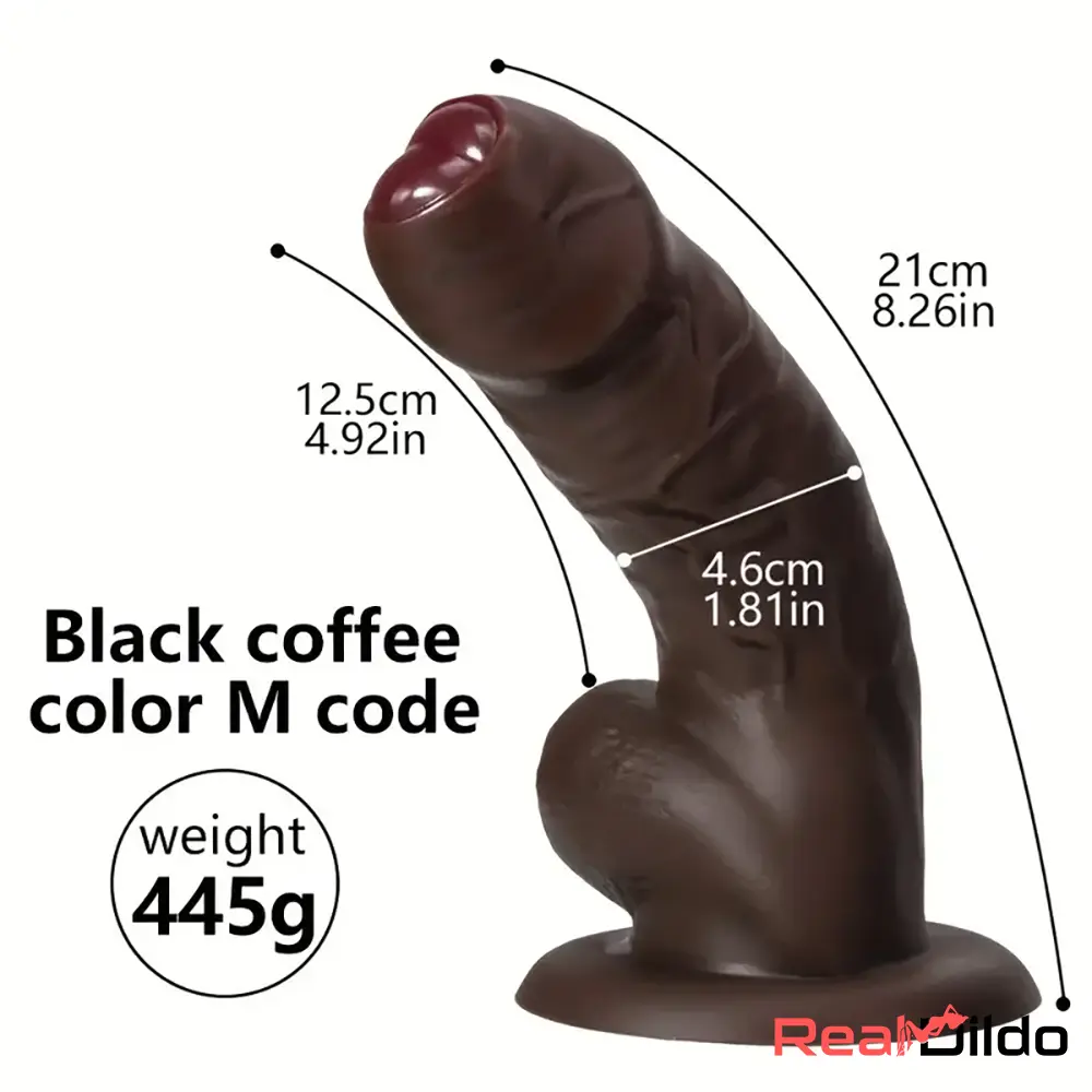 6.29in 8.26in 10.43in Ebony Silicone Soft Real Coffee Dildo For Safety Real Dildo