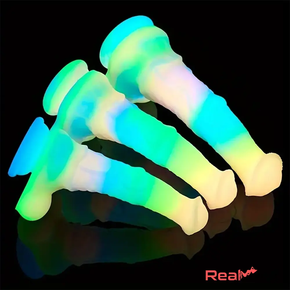 9.65in 11.02in 12.6in Rainbow Luminous Big Anal Horse Silicone Dildo Real Dildo
