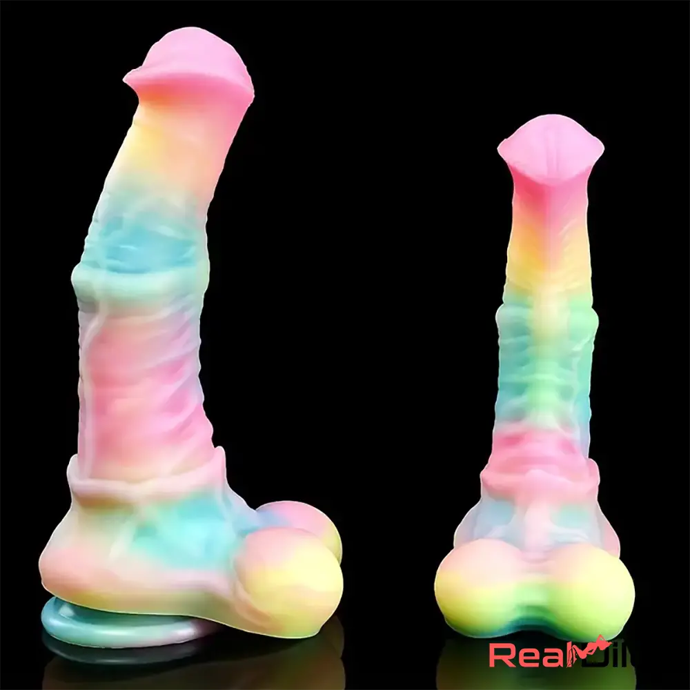 9.65in 11.02in 12.6in Rainbow Luminous Big Anal Horse Silicone Dildo Real Dildo