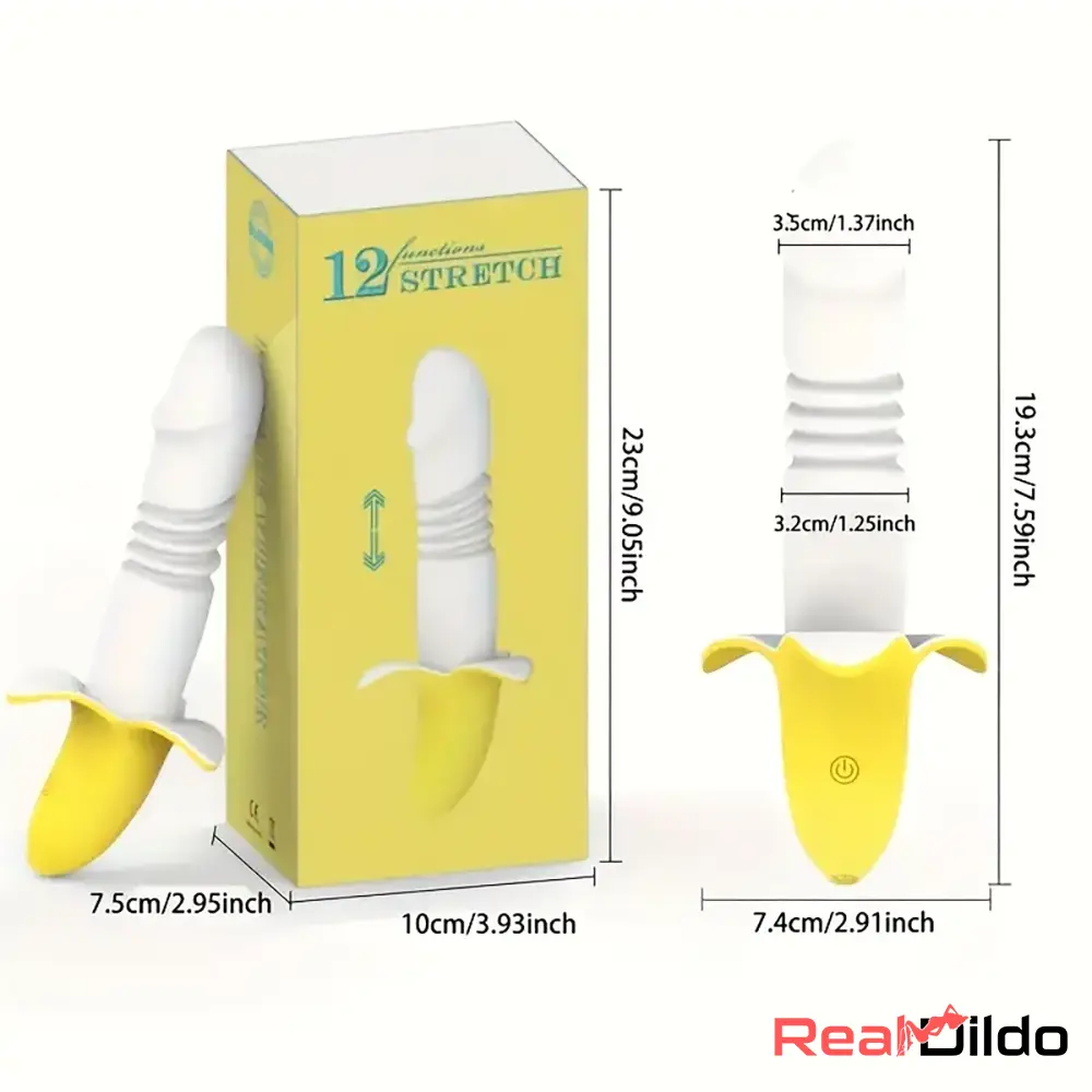 7.59in Banana Thrusting Vibrating Silicone Soft Dildo Vagina Massager - Real Dildo