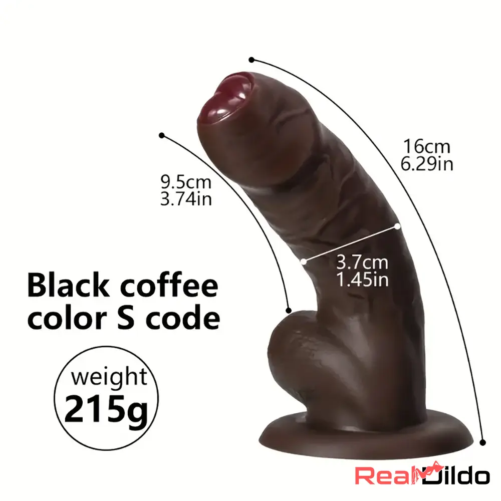 6.29in 8.26in 10.43in Ebony Silicone Soft Real Coffee Dildo For Safety Real Dildo